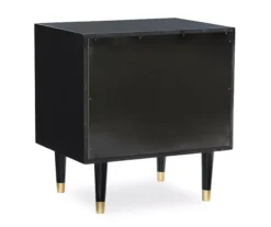 Urban Fresh Black & Gold 2-Drawer Textured Geometric Nightstand -Walker Edison Shop 810543105 5