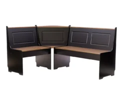 Atrium Black & Pecan 3-Piece Wooden Breakfast Nook Set -Walker Edison Shop 810543121 A0 3