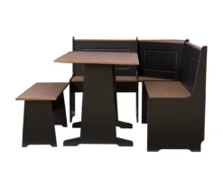 Atrium Black & Pecan 3-Piece Wooden Breakfast Nook Set -Walker Edison Shop 810543121 A1