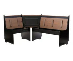 Atrium Black & Pecan 3-Piece Wooden Breakfast Nook Set -Walker Edison Shop 810543121 A8 1