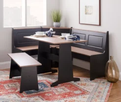 Atrium Black & Pecan 3-Piece Wooden Breakfast Nook Set -Walker Edison Shop 810543121 B0 2