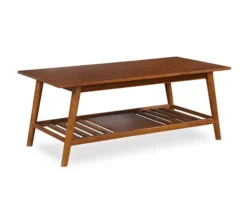 Presley Brown 2-Tier Slatted Wood Coffee Table -Walker Edison Shop 810543148 4