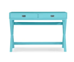 Cami Blue X-Base Campaign Style Writing Desk -Walker Edison Shop 810543182 3