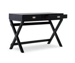 Cami Black X-Base Campaign Style Writing Desk -Walker Edison Shop 810543183 4