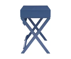 Kari Navy Blue 2-Drawer Campaign Desk 6 Kari Navy Blue 2-Drawer Campaign Desk -Walker Edison Shop 810543186 4