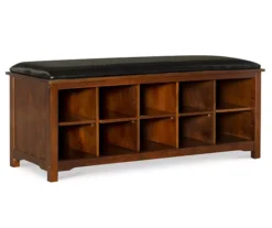 Grant Dark Walnut 10-Cube Cushioned Wood Bench -Walker Edison Shop 810543196 4