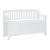 Jeanette White Slat Back Storage Bench