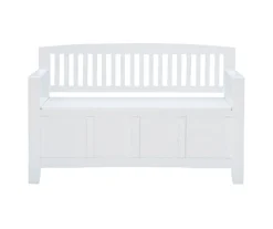 Jeanette White Slat Back Storage Bench -Walker Edison Shop 810543204 3
