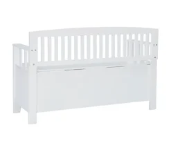 Jeanette White Slat Back Storage Bench -Walker Edison Shop 810543204 5