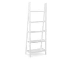 Boston White Wood 5-Shelf Ladder Bookcase -Walker Edison Shop 810543215 4