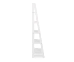 Boston White Wood 5-Shelf Ladder Bookcase -Walker Edison Shop 810543215 5
