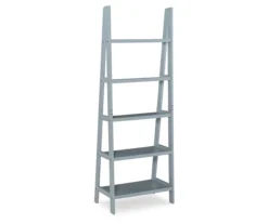 Boston Gray 5-Shelf Wooden Ladder Bookcase -Walker Edison Shop 810543216 4
