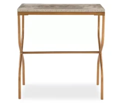 Global Designs Gold Geometric Capiz Mosaic Fish Pattern Accent Table -Walker Edison Shop 810543217 3