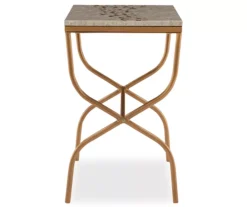 Global Designs Gold Geometric Capiz Mosaic Fish Pattern Accent Table -Walker Edison Shop 810543217 4