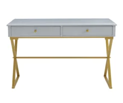 Glam Gray & Gold 2-Drawer Campaign Desk 16 Glam Gray & Gold 2-Drawer Campaign Desk -Walker Edison Shop 810543219 A0 2