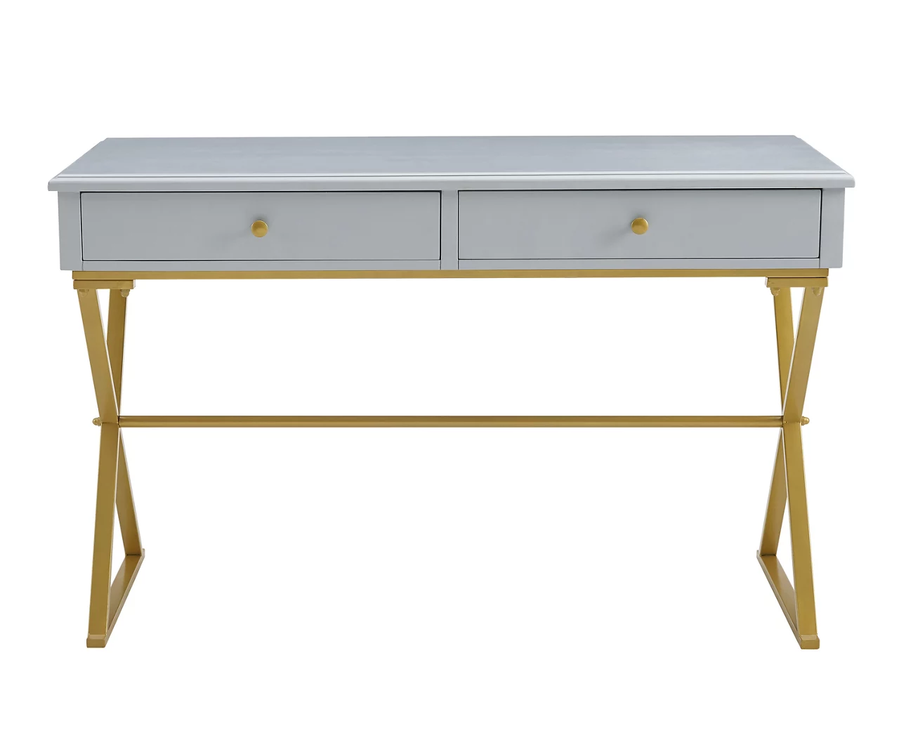 Glam Gray & Gold 2-Drawer Campaign Desk 6 Glam Gray & Gold 2-Drawer Campaign Desk - Image 6