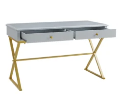Glam Gray & Gold 2-Drawer Campaign Desk 17 Glam Gray & Gold 2-Drawer Campaign Desk -Walker Edison Shop 810543219 A0 5