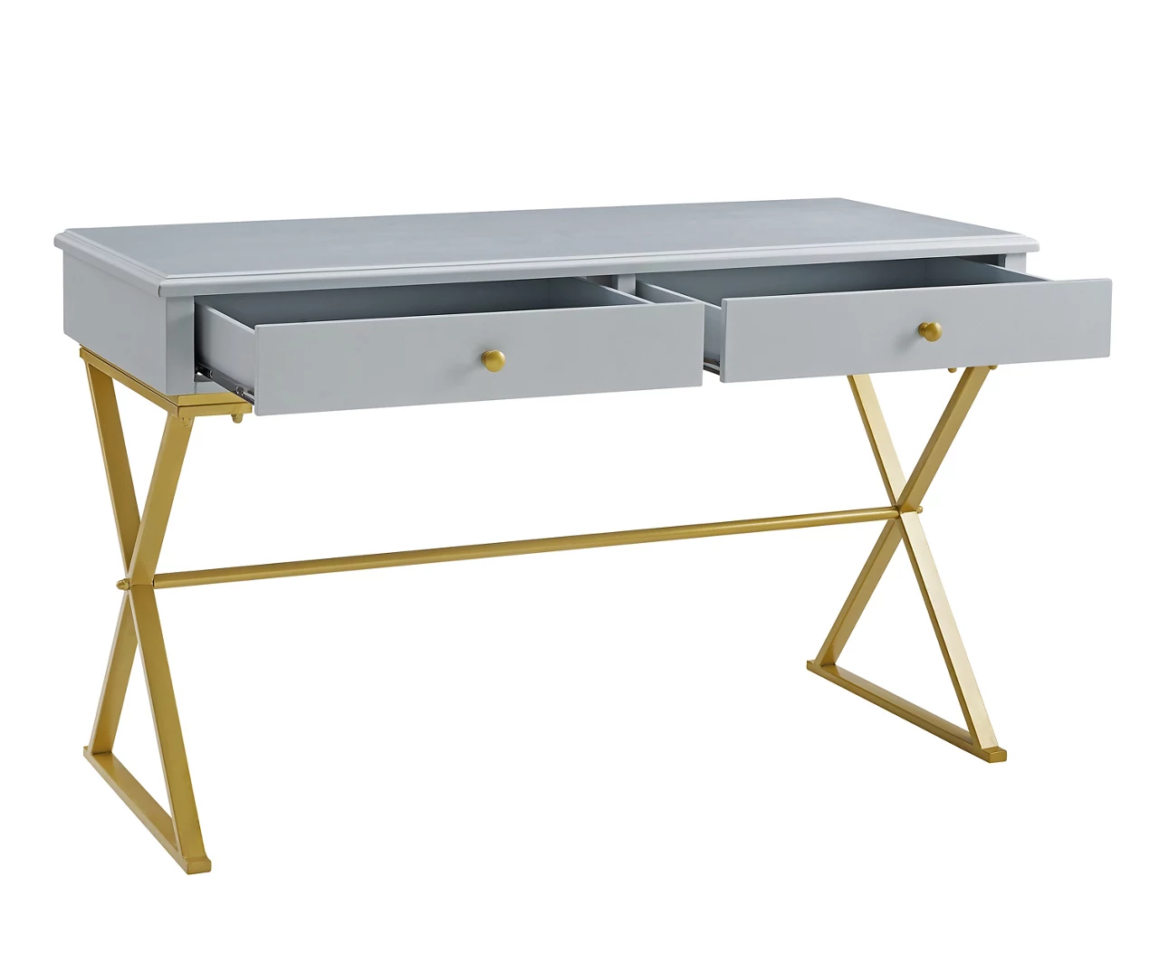 Glam Gray & Gold 2-Drawer Campaign Desk 7 Glam Gray & Gold 2-Drawer Campaign Desk - Image 7