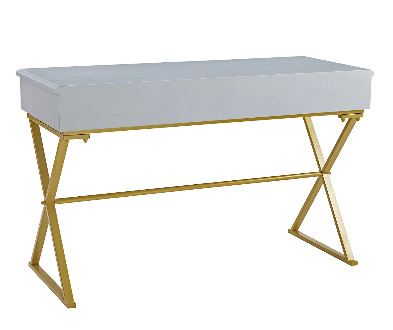 Glam Gray & Gold 2-Drawer Campaign Desk 9 Glam Gray & Gold 2-Drawer Campaign Desk - Image 9