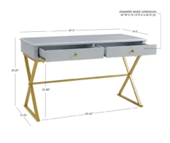 Glam Gray & Gold 2-Drawer Campaign Desk 21 Glam Gray & Gold 2-Drawer Campaign Desk -Walker Edison Shop 810543219 D8 11