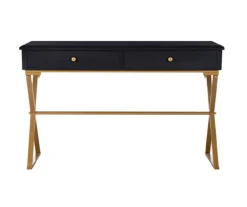Glam Black & Gold 2-Drawer Campaign Desk -Walker Edison Shop 810543220 3