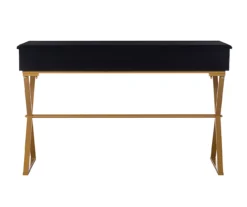 Glam Black & Gold 2-Drawer Campaign Desk -Walker Edison Shop 810543220 4