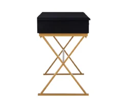 Glam Black & Gold 2-Drawer Campaign Desk -Walker Edison Shop 810543220 5
