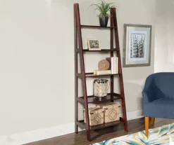 Boston Espresso 5-Shelf Wooden Ladder Bookcase -Walker Edison Shop 810543223 2