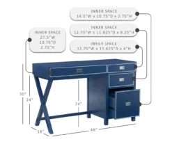 Kari Royal Blue 4-Drawer Office Desk 21 Kari Royal Blue 4-Drawer Office Desk -Walker Edison Shop 810543245 D8 12