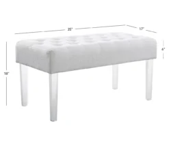 Marie Glitz White Tufted Linen Acrylic Leg Bench -Walker Edison Shop 810543267 A7