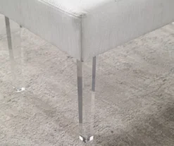 Marie Glitz White Tufted Linen Acrylic Leg Bench -Walker Edison Shop 810543267 B8