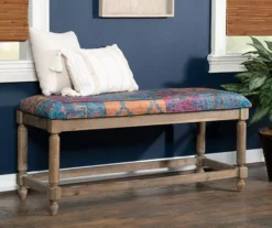 Moroccan Tapestry Upholstered Rustic Driftwood Bench 12 Moroccan Tapestry Upholstered Rustic Driftwood Bench -Walker Edison Shop 810543273 2