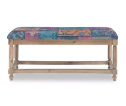 Moroccan Tapestry Upholstered Rustic Driftwood Bench 13 Moroccan Tapestry Upholstered Rustic Driftwood Bench -Walker Edison Shop 810543273 3