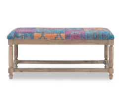Moroccan Tapestry Upholstered Rustic Driftwood Bench 15 Moroccan Tapestry Upholstered Rustic Driftwood Bench -Walker Edison Shop 810543273 5