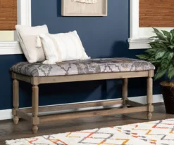 Moroccan Tapestry Upholstered Rustic Driftwood Bench 16 Moroccan Tapestry Upholstered Rustic Driftwood Bench -Walker Edison Shop 810543274 2 1