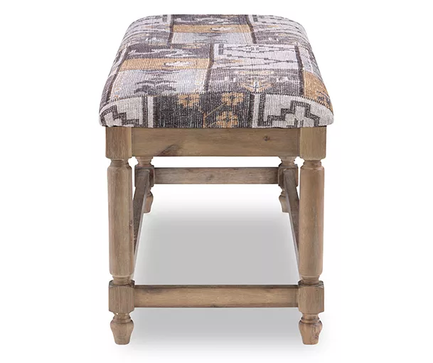 Moroccan Tapestry Upholstered Rustic Driftwood Bench 9 Moroccan Tapestry Upholstered Rustic Driftwood Bench - Image 9