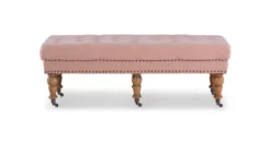 Claire Linen Upholstered Rolling Bench -Walker Edison Shop 810543277 6