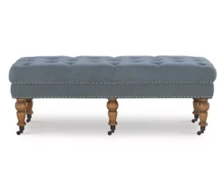 Claire Linen Upholstered Rolling Bench -Walker Edison Shop 810543278 3