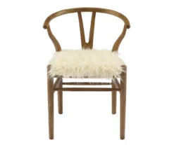 Emmitt Gray & Brown Faux Fur Wishbone Chair -Walker Edison Shop 810543298 A0 2