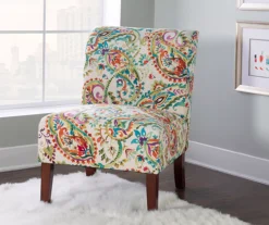 Danna Multicolor Upholstered Paisley Curved Back Slipper Chair -Walker Edison Shop 810543301 6
