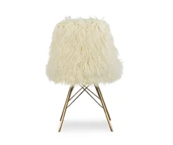 Layton Cream & Gold Faux Fur Chair -Walker Edison Shop 810543311 4