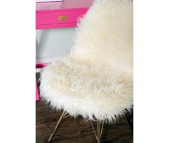 Layton Cream & Gold Faux Fur Chair -Walker Edison Shop 810543311 6