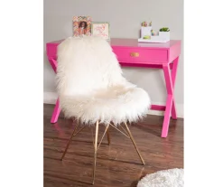 Layton Cream & Gold Faux Fur Chair -Walker Edison Shop 810543311 7