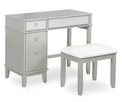 Jasmine 2-Piece White 1-Drawer Lifting Mirror Vanity Set -Walker Edison Shop 810543315 4