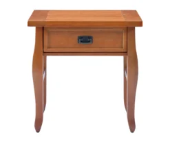 Denver Antique Pine 1-Drawer Curved Leg End Table 15 Denver Antique Pine 1-Drawer Curved Leg End Table -Walker Edison Shop 810543318 A0 2