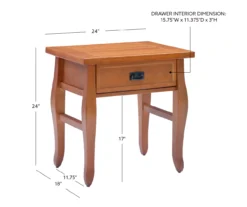 Denver Antique Pine 1-Drawer Curved Leg End Table 21 Denver Antique Pine 1-Drawer Curved Leg End Table -Walker Edison Shop 810543318 D8 12