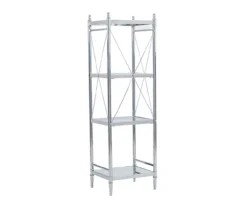 Hawkins Chrome & Glass 4-Tier Shelf 7 Hawkins Chrome & Glass 4-Tier Shelf -Walker Edison Shop 810543325 5