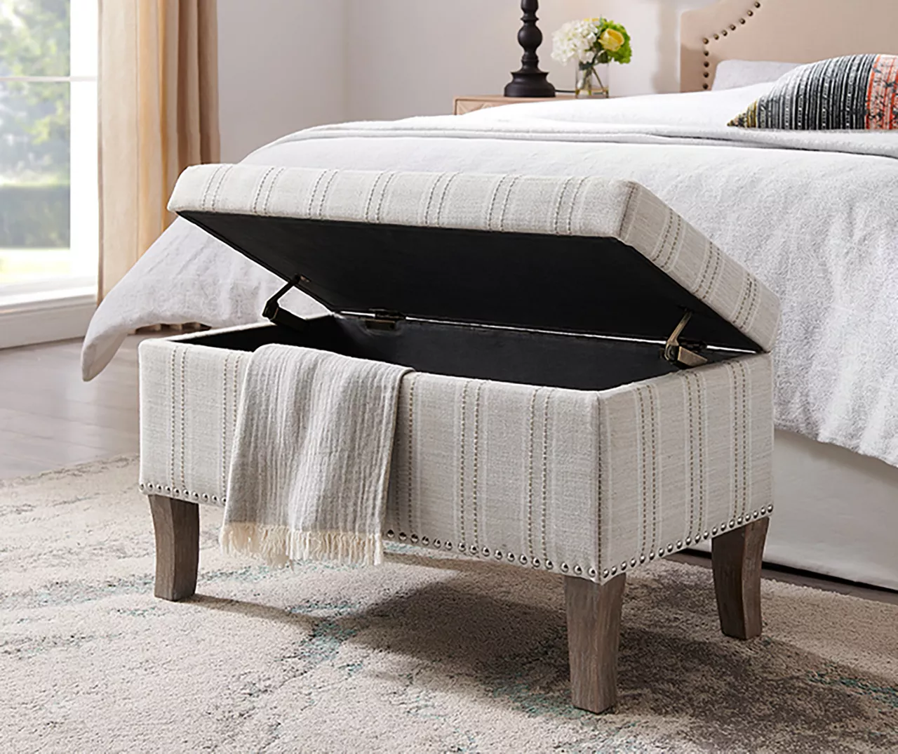 Lisa Railroad Striped Storage Ottoman 2 Lisa Railroad Striped Storage Ottoman - Image 2