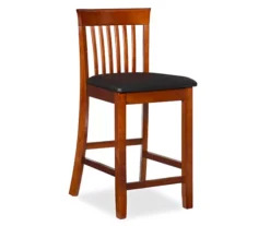 Kane Brown & Dark Cherry Upholstered Vinyl Padded Craftsman Counter Stool 6 Kane Brown & Dark Cherry Upholstered Vinyl Padded Craftsman Counter Stool -Walker Edison Shop 810543349 4