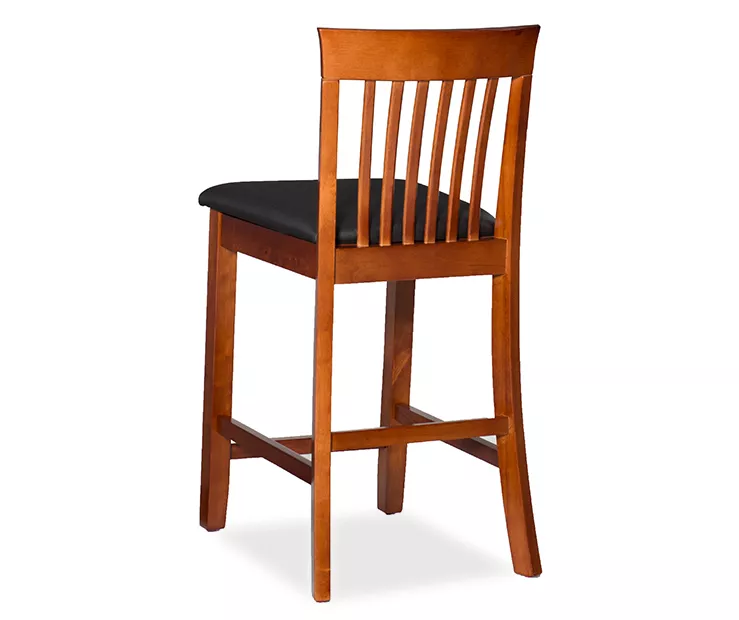 Kane Brown & Dark Cherry Upholstered Vinyl Padded Craftsman Counter Stool 4 Kane Brown & Dark Cherry Upholstered Vinyl Padded Craftsman Counter Stool - Image 4